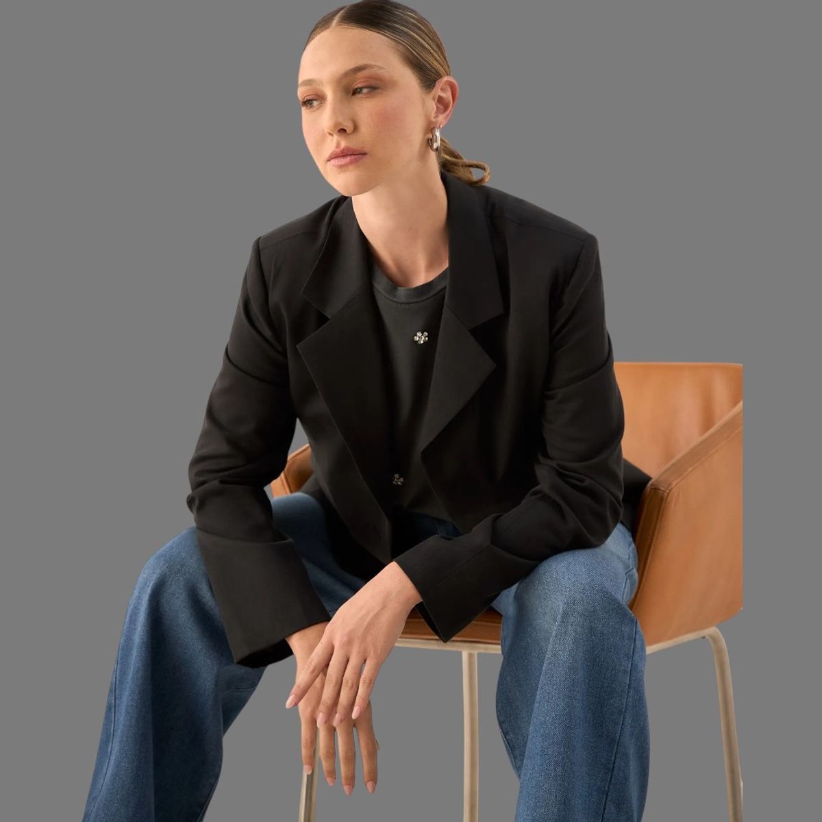 ESPRIT - Esprit Chaqueta para Dama Negra Diseño Moderna