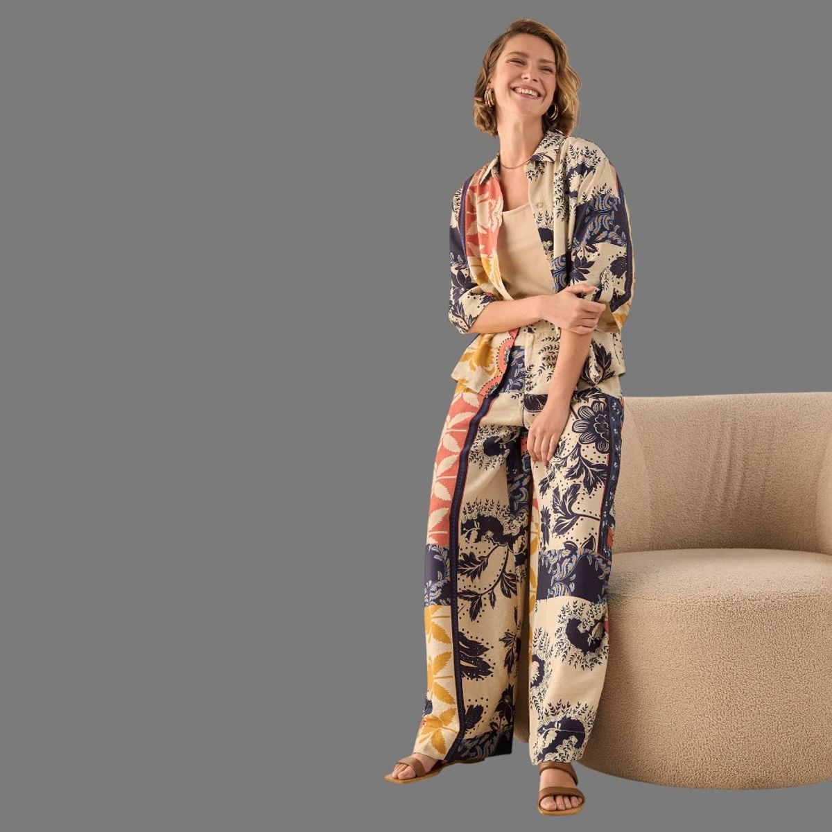 ESPRIT - Esprit Pantalón Wide Leg para Dama Multicolor Versátil y Único