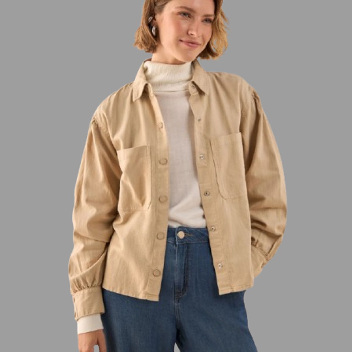 ESPRIT - Esprit Chaqueta Beige para Dama Oversized Casual y Versátil