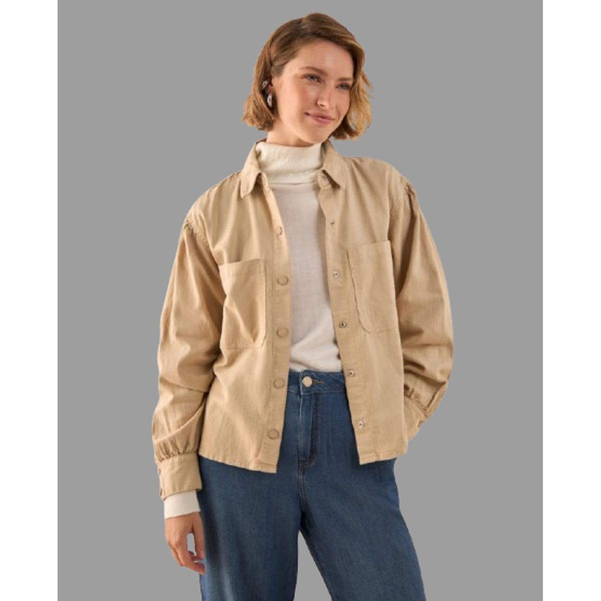 ESPRIT - Esprit Chaqueta Beige para Dama Oversized Casual y Versátil