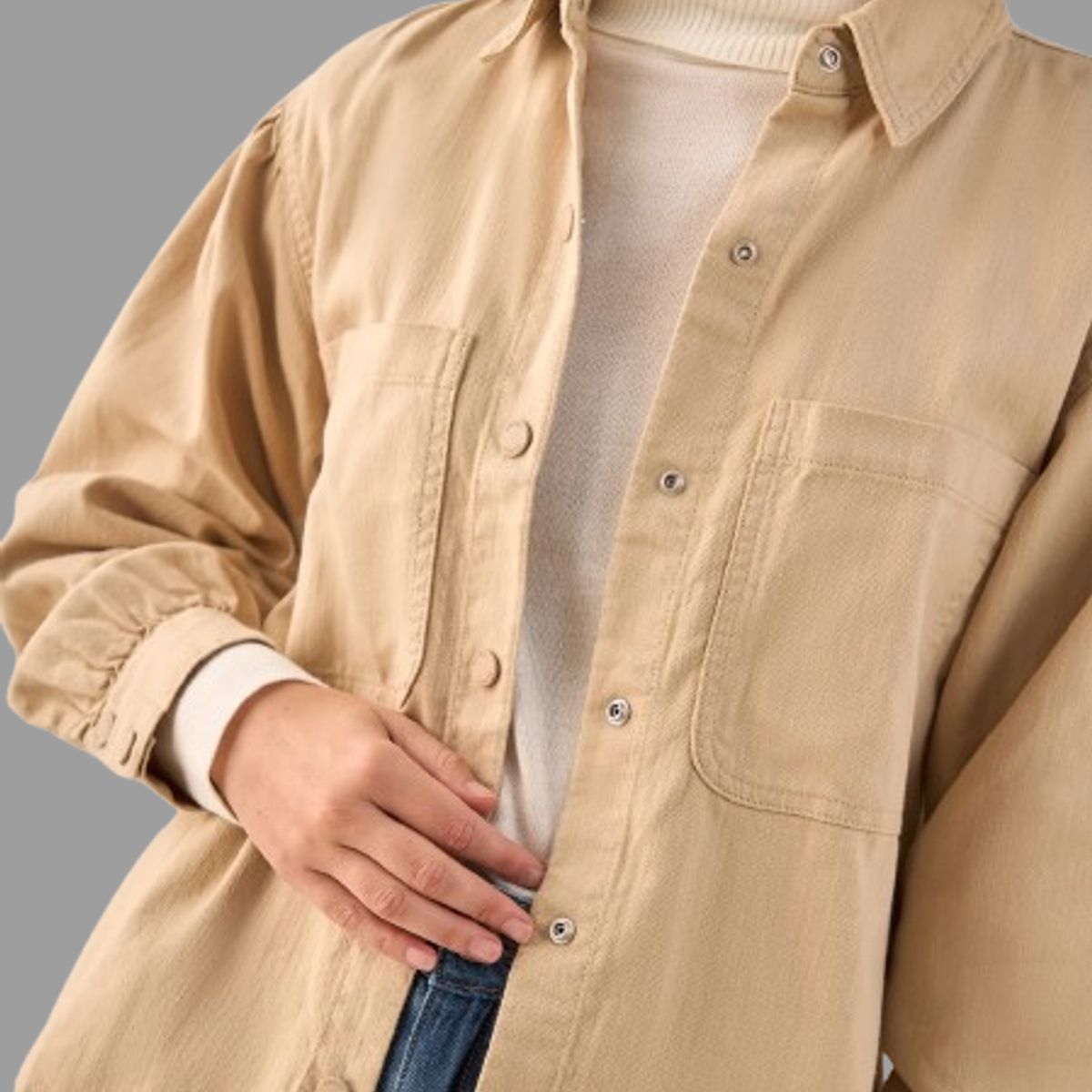ESPRIT - Esprit Chaqueta Beige para Dama Oversized Casual y Versátil