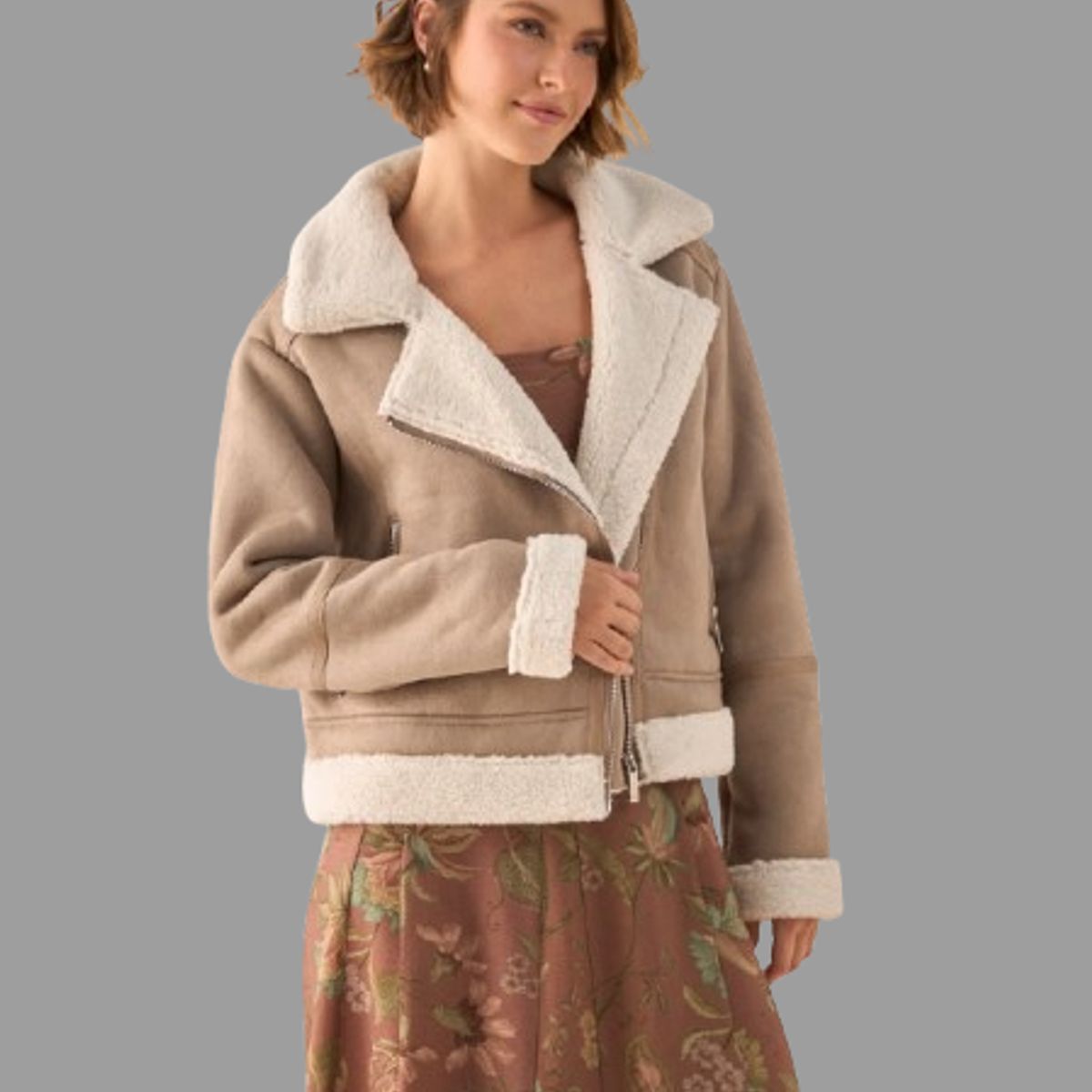 ESPRIT - Esprit Chaqueta para Dama Forro Sherpa Oro Rosa Para Diario