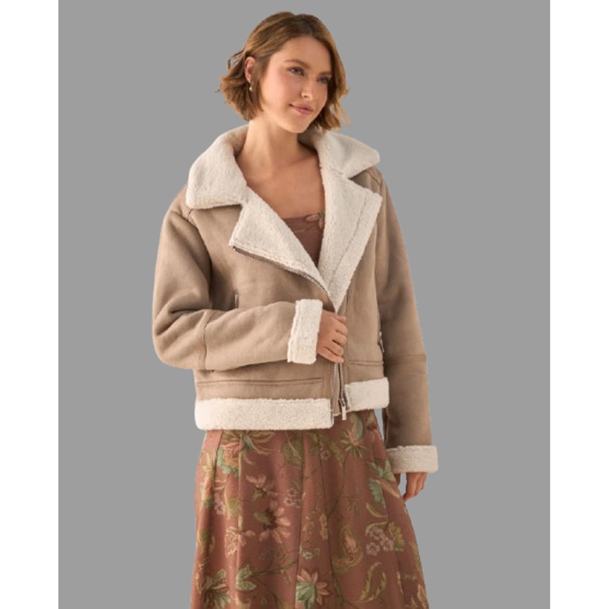 ESPRIT - Esprit Chaqueta para Dama Forro Sherpa Oro Rosa Para Diario