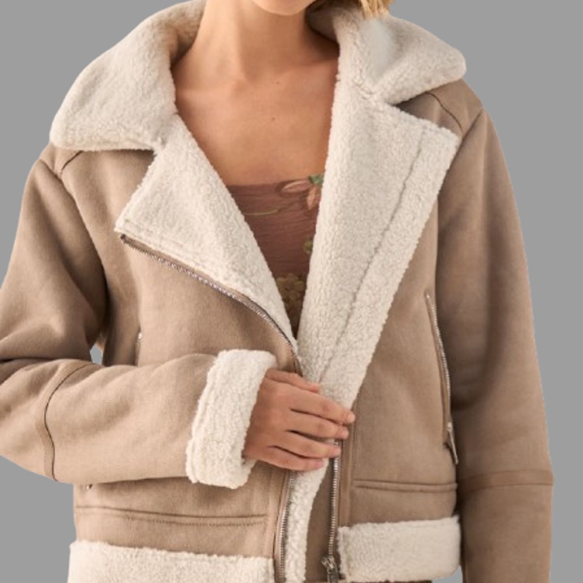 ESPRIT - Esprit Chaqueta para Dama Forro Sherpa Oro Rosa Para Diario