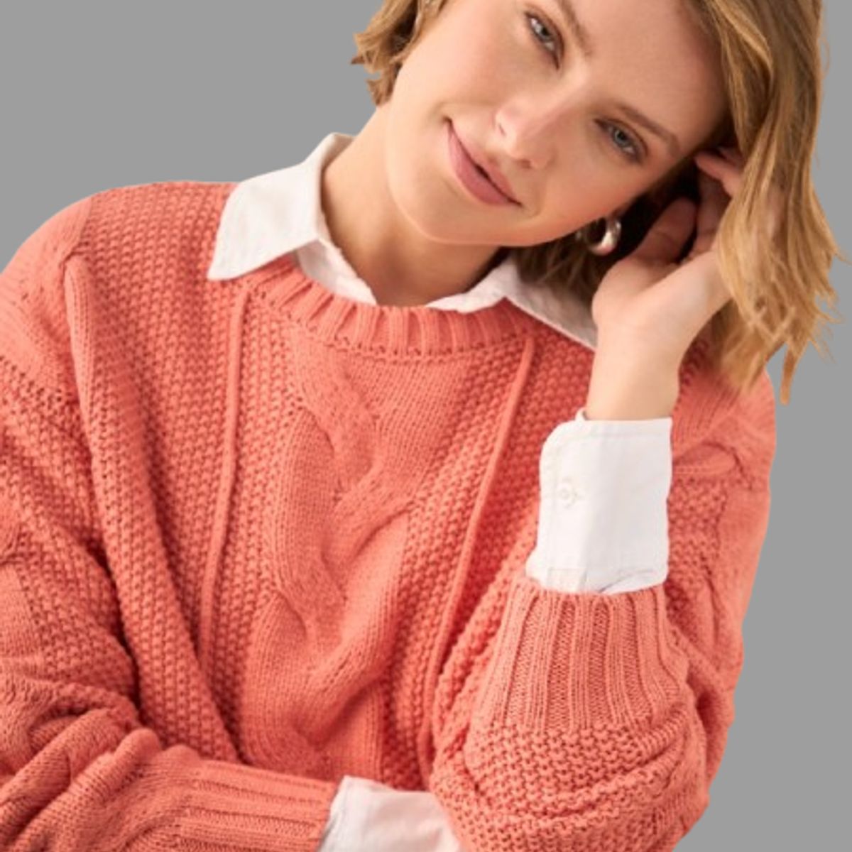 ESPRIT - Esprit Suéter para Dama Tejido Trenzado Casual y Diario