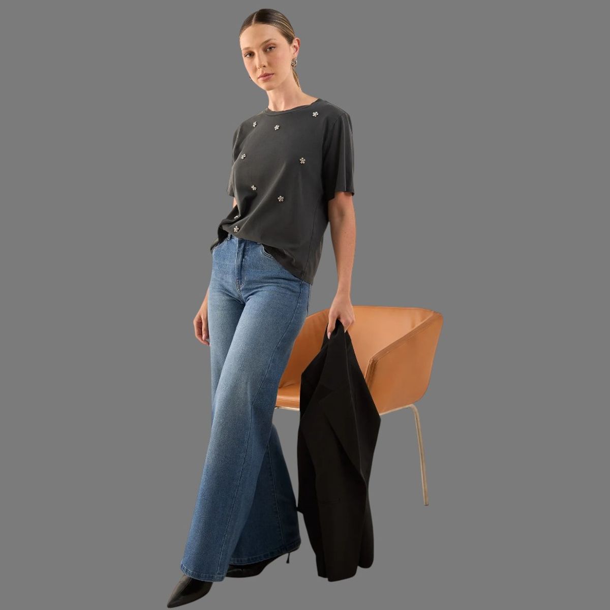 ESPRIT - Esprit Camiseta para Mujer Estampada - Blusa para Dama Básica Casual