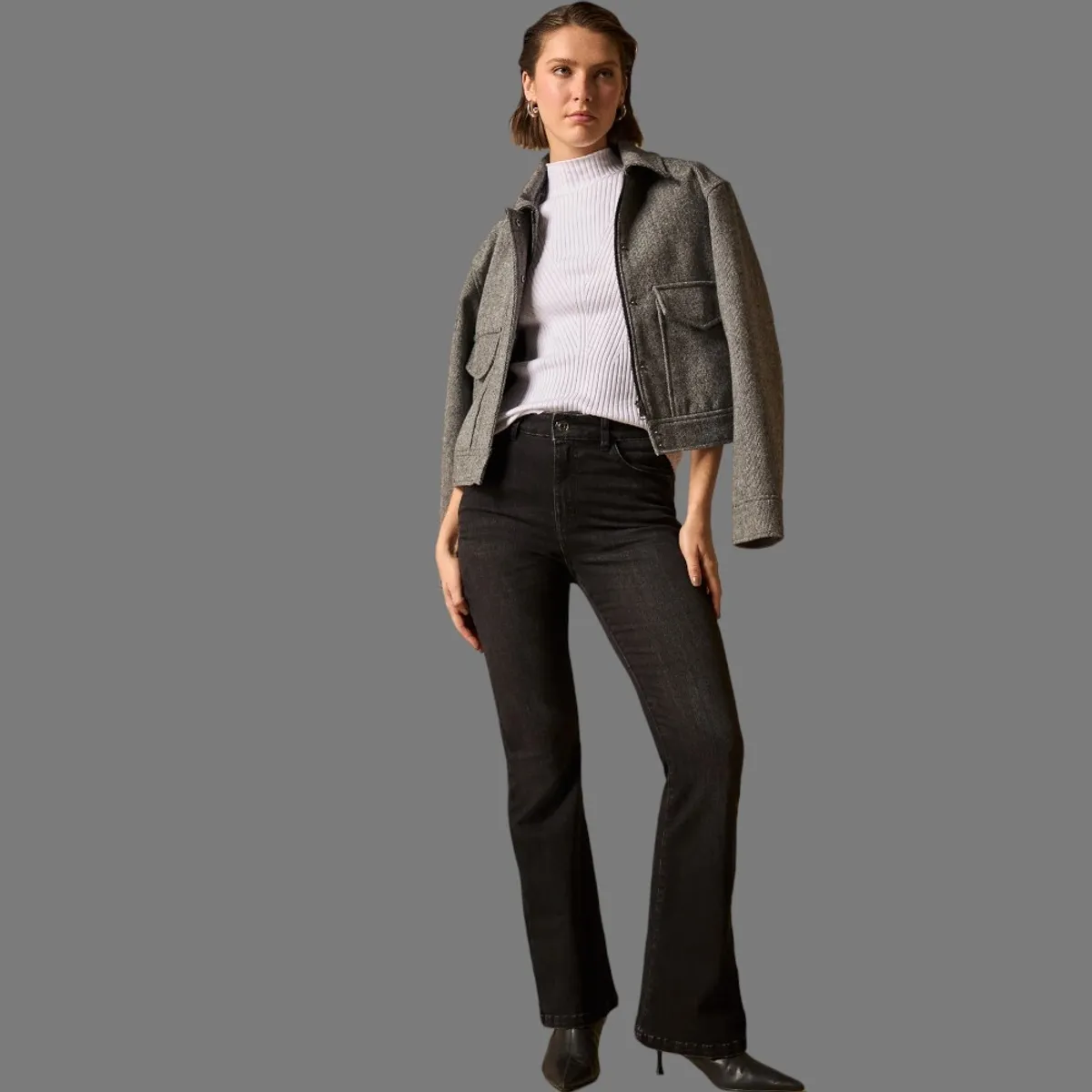 ESPRIT - Esprit Jean para Dama Flared Tiro Alto Formal para toda Ocasión