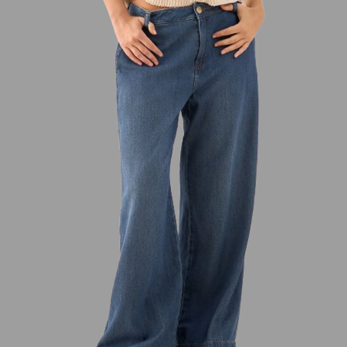 ESPRIT - Esprit Jean para Dama Wide Leg Tiro Alto Fácil de Combinar