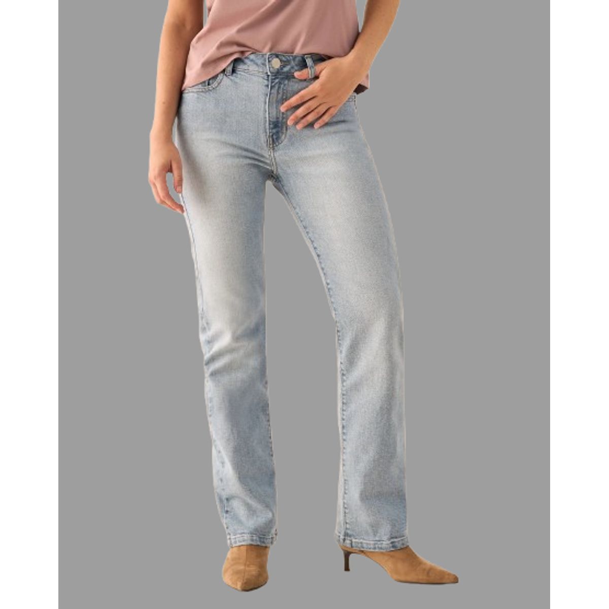 ESPRIT - Esprit Jean para Dama Straight Azul Claro Lavada Estilo Vintage