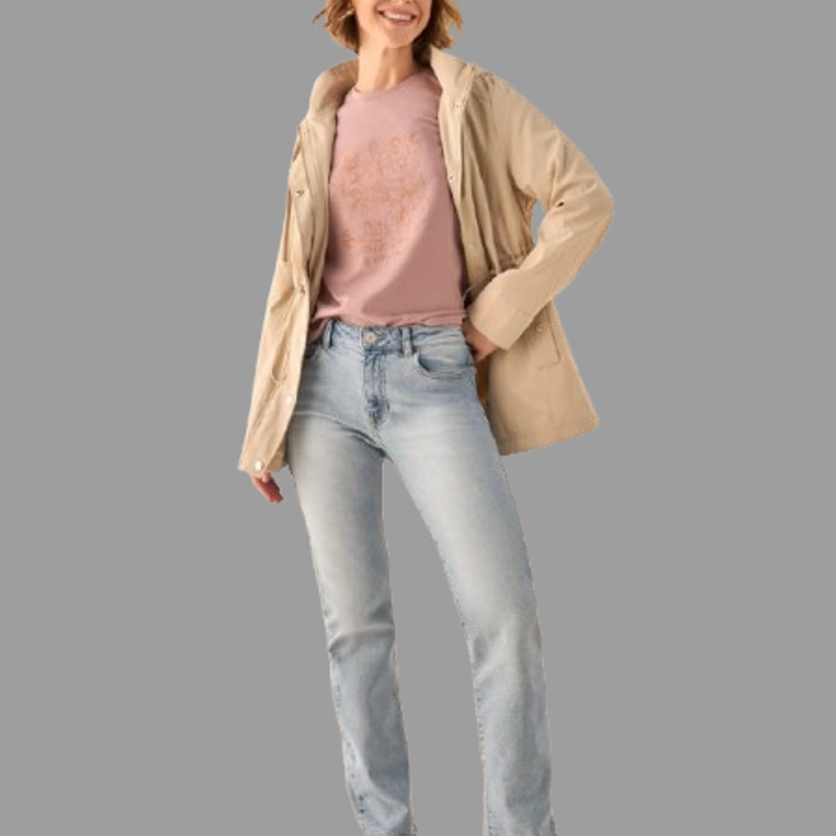 ESPRIT - Esprit Jean para Dama Straight Azul Claro Lavada Estilo Vintage