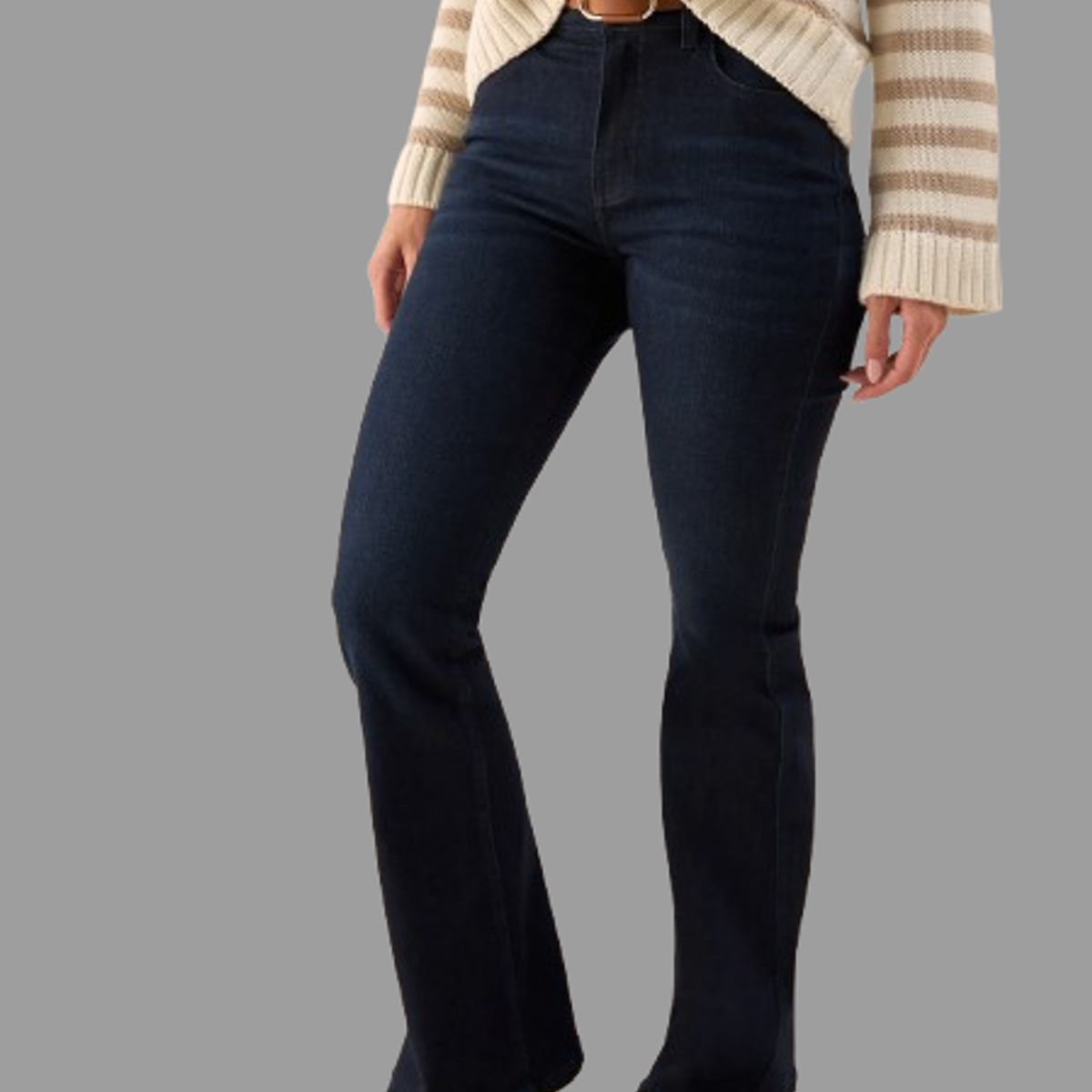 ESPRIT - Esprit Jean para Dama Flare Tiro Alto Azul Oscuro Casual