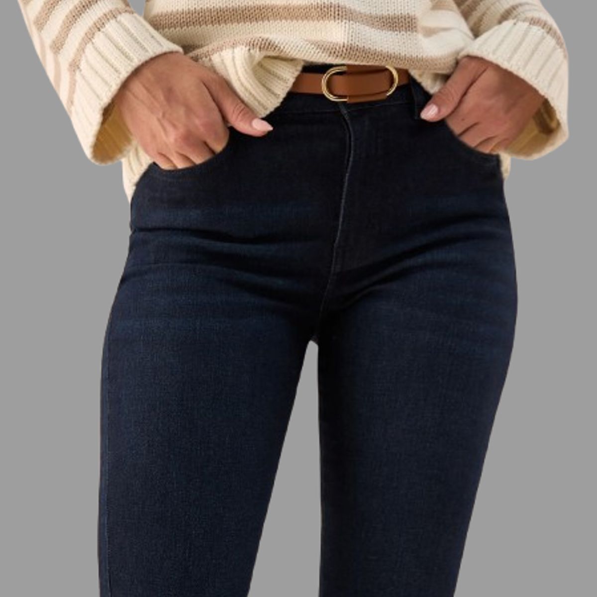 ESPRIT - Esprit Jean para Dama Flare Tiro Alto Azul Oscuro Casual