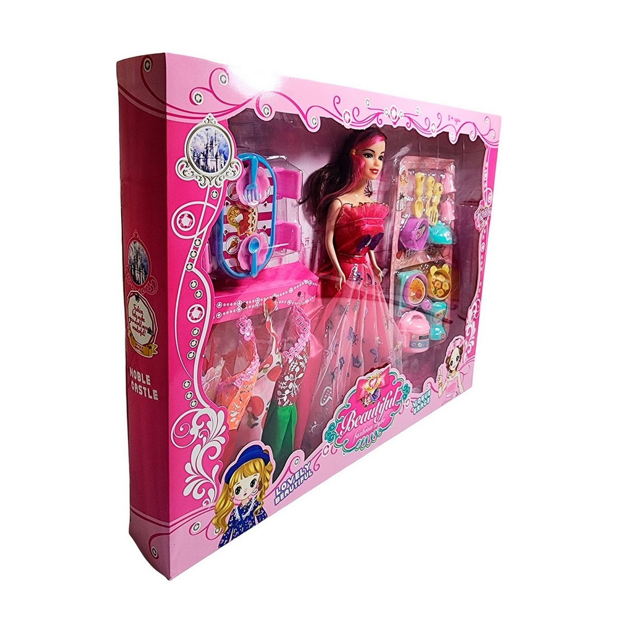 GENERICO - Muñeca Princesa Con Vestidos + Accesorios De Cocina Juguete