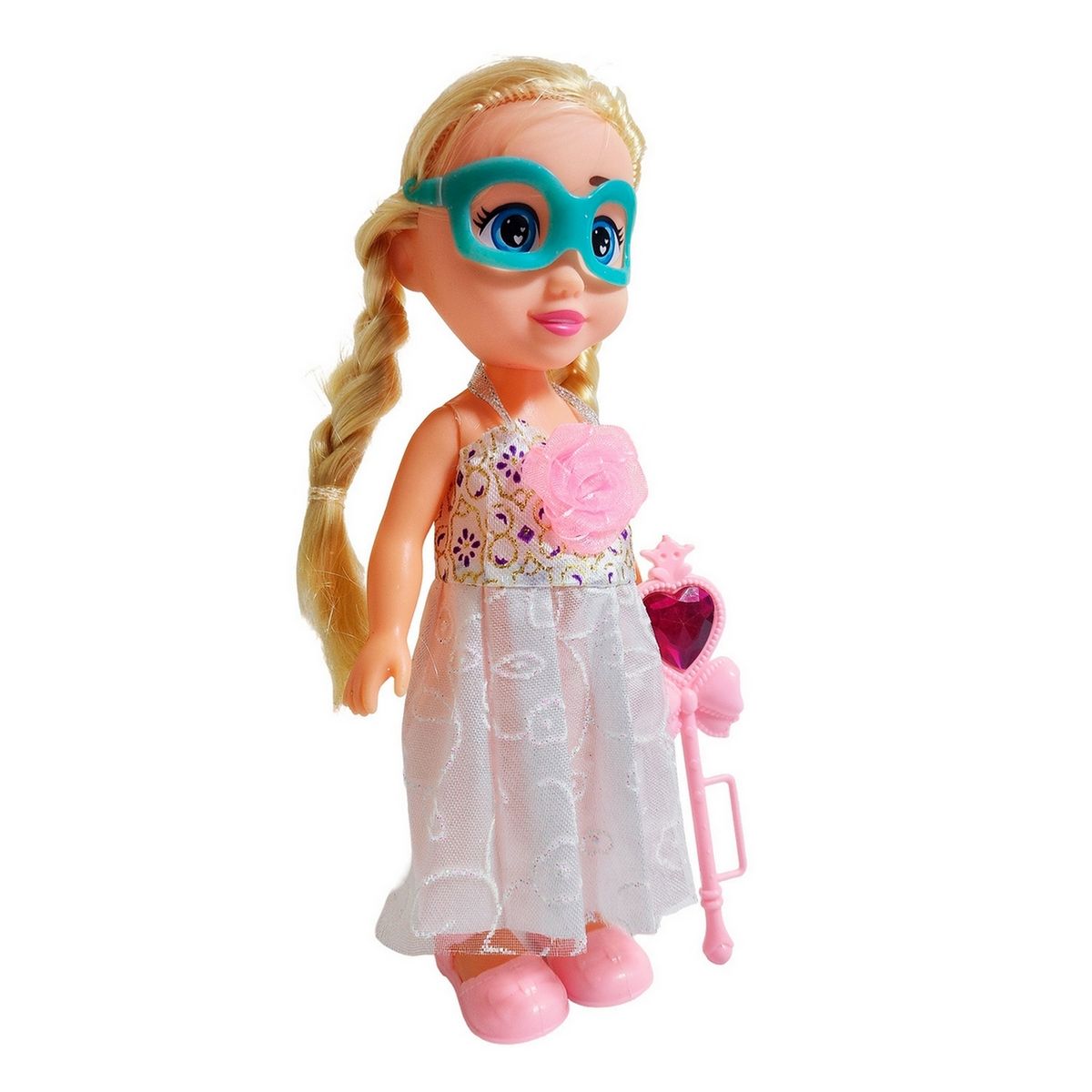 GENERICO - Muñeca Princesa Vestido Con Antifaz + Cetro Mágico Rosa