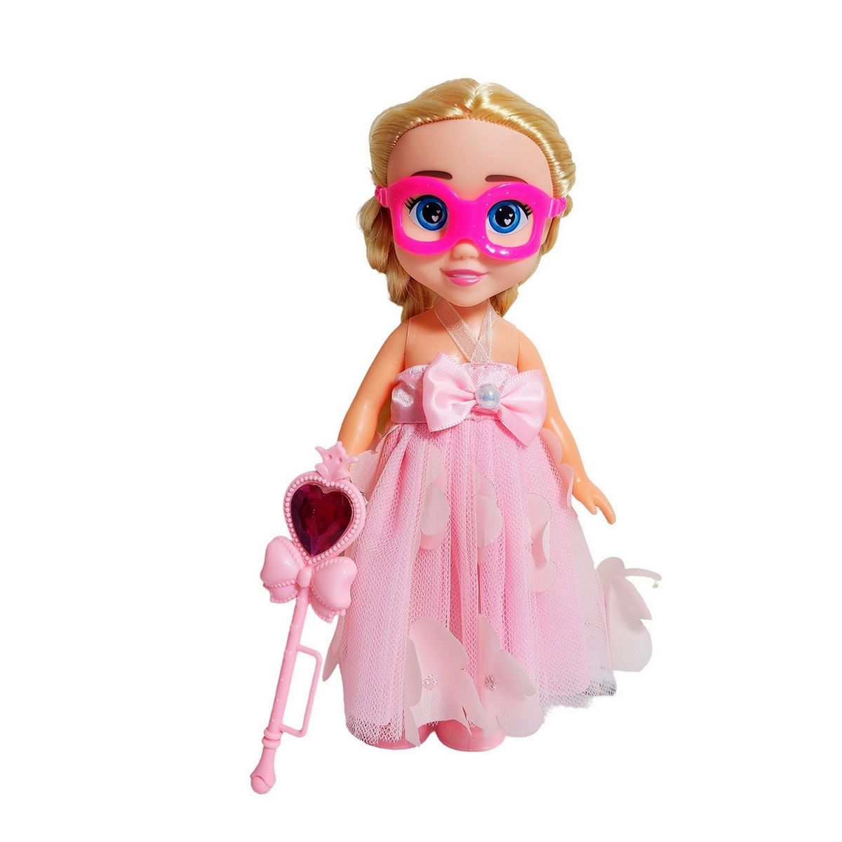 GENERICO - Muñeca Princesa Vestido Con Antifaz + Cetro Mágico Rosa