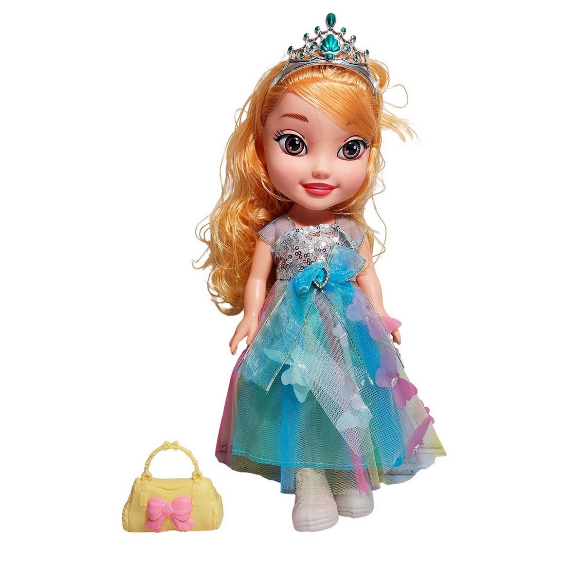 GENERICO - Muñeca Reina Con Corona Y Vestido + Bolso Juguete Niñas