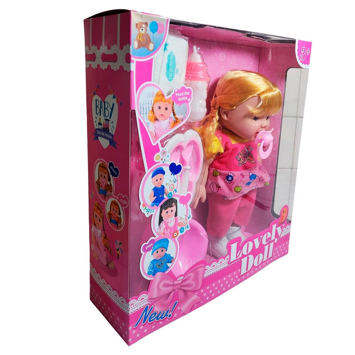 GENERICO - Muñeca Bebe Vestido + Utencilios Pañal Tetero Juguete Niñas