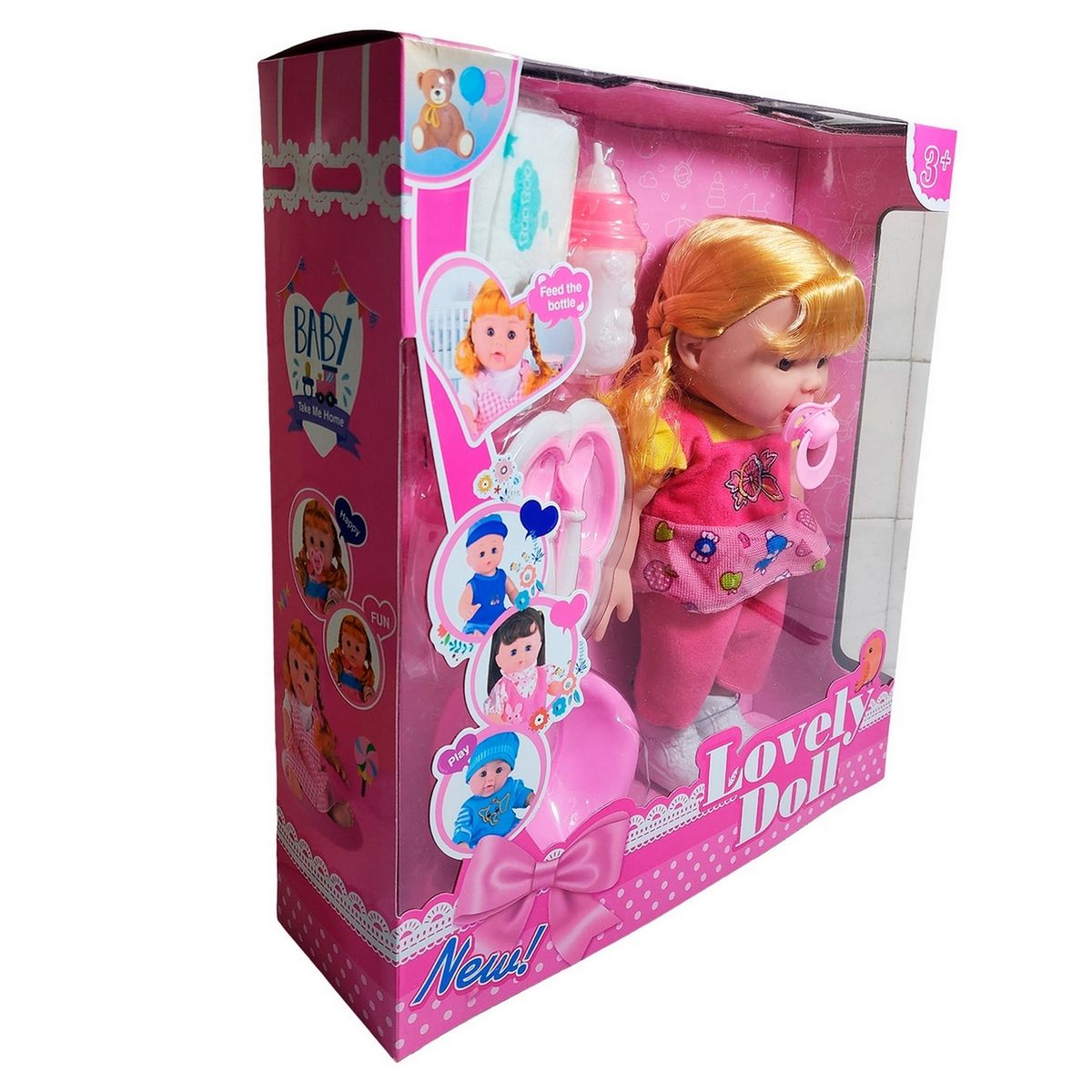 GENERICO - Muñeca Bebe Vestido + Utencilios Pañal Tetero Juguete Niñas