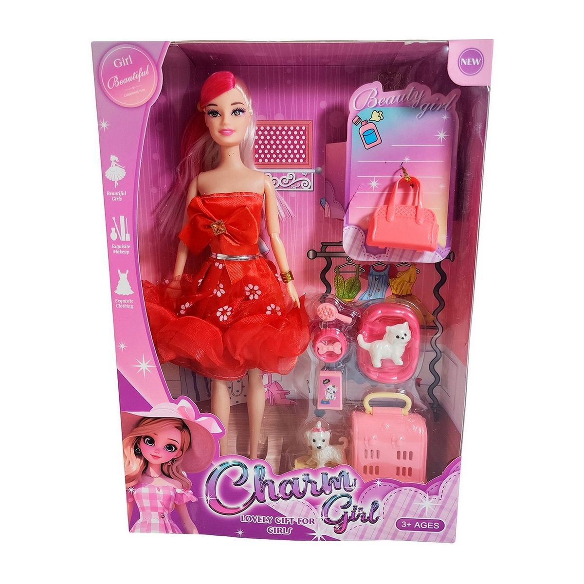 GENERICO - Muñeca Vestido Elegante Con Mascotas Accesorios De Mascotas