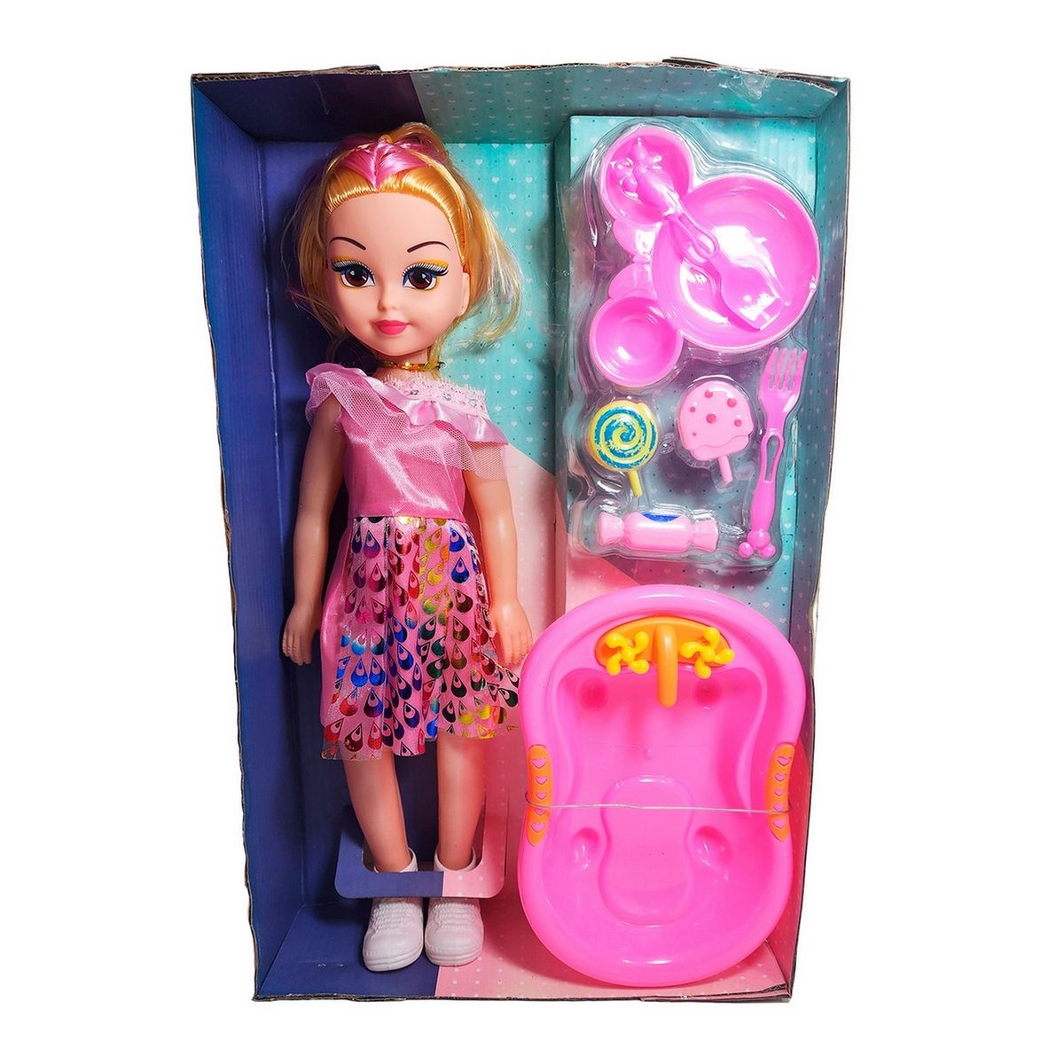 GENERICO - Muñeca Con Vestido Bañera + Accesorios Juguete Niñas