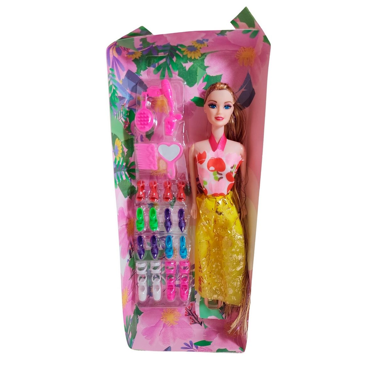 GENERICO - Muñeca Con Vestido Fashion + Accesorios Y Set De Zapatos