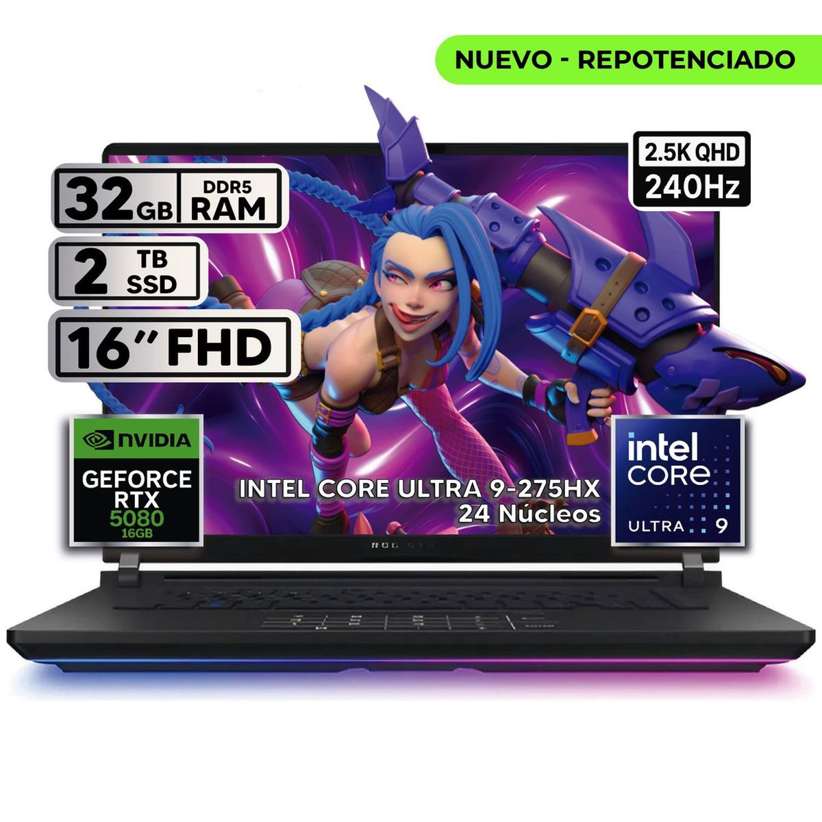 ASUS - LAPTOP GAMER ASUS ROG STRIX SCAR 16″ 2.5K RTX 5080 32GB RAM 2 TB SSD + Combo ROG