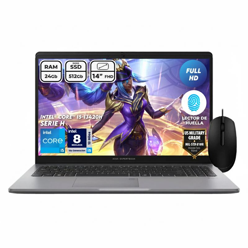ASUS - Portátil Asus Expertbook I5 13420h Ram 24gb ddr5 Ssd 512gb 14 Pulgadas Computador portátil