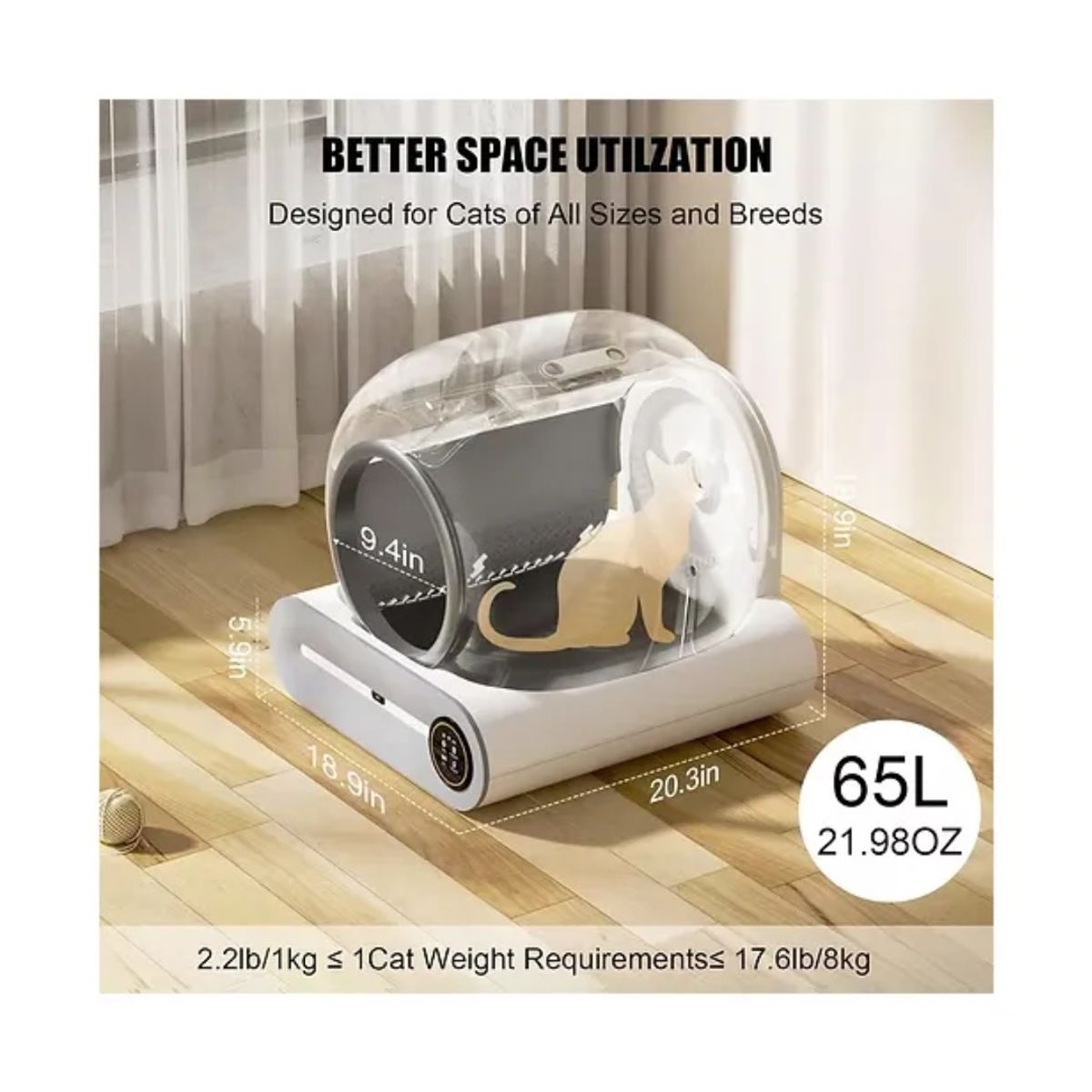 GENERICO - Arenero Automático Para Gatos Con App Y Conexión Wifi Blanco