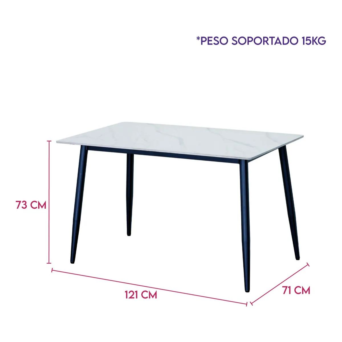 GENERICO - Mesa Comedor Pizarra Sintetizada Patas Metalicas Refmontiel