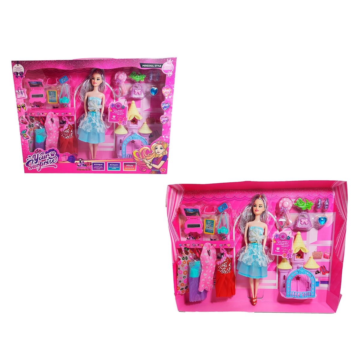 GENERICO - Muñeca Vestido Elegante Accesorios + Castillo Princesa Niñas