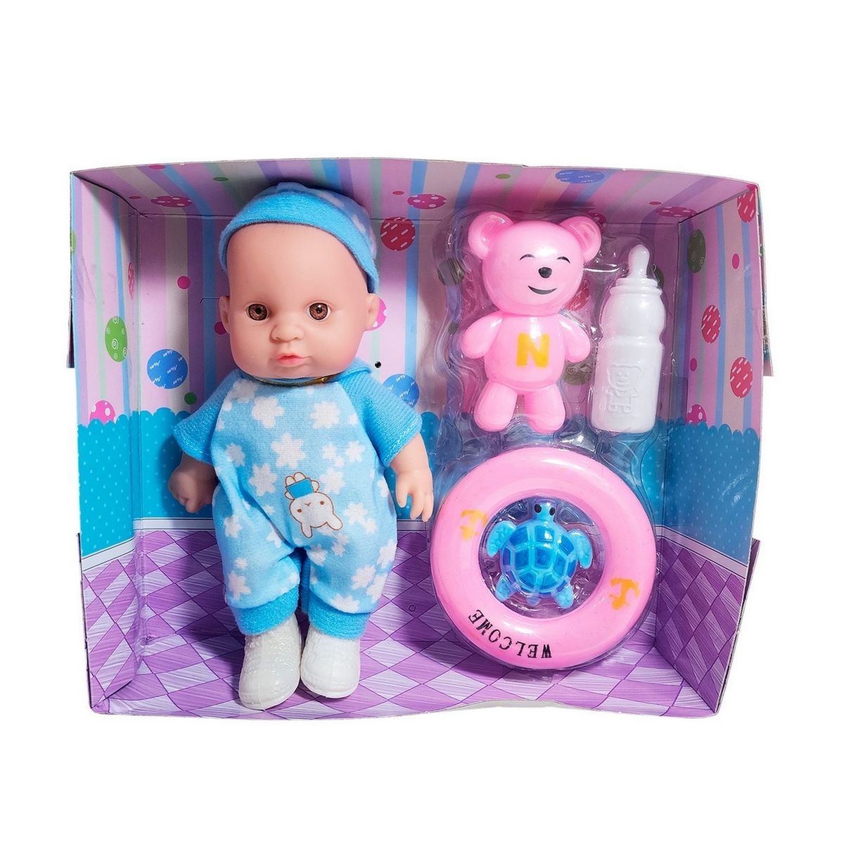 GENERICO - Muneco Bebe Bebote + Flotador Oso Y Tetero Juguete Niñas