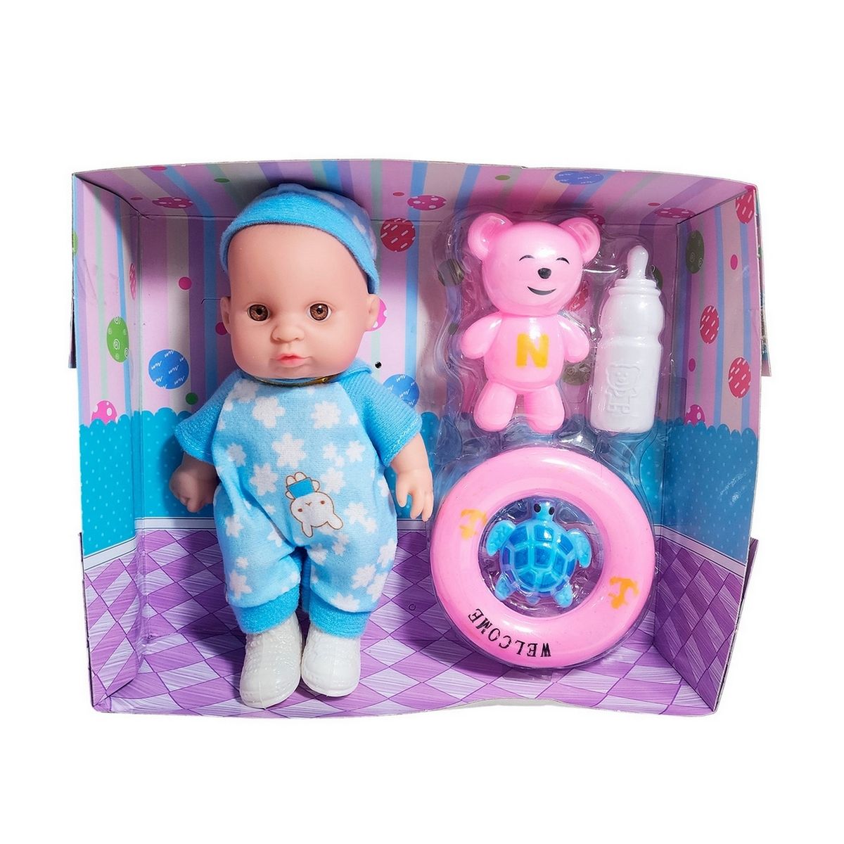 GENERICO - Muneco Bebe Bebote + Flotador Oso Y Tetero Juguete Niñas