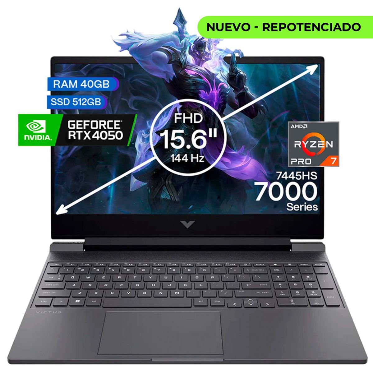 HP - Portátil Gamer Hp Victus AMD Ryzen 7 40GB/512GB RTX 4050 6GB