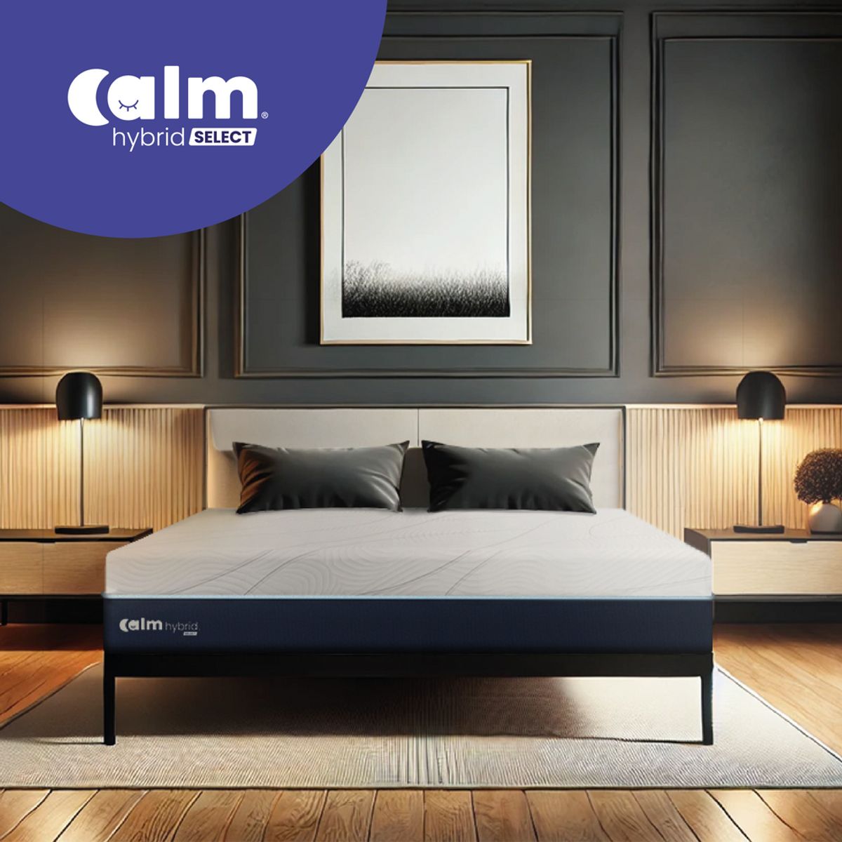 CALM - Colchon Hybrid Select Queen + 2 almohadas Memory Foam