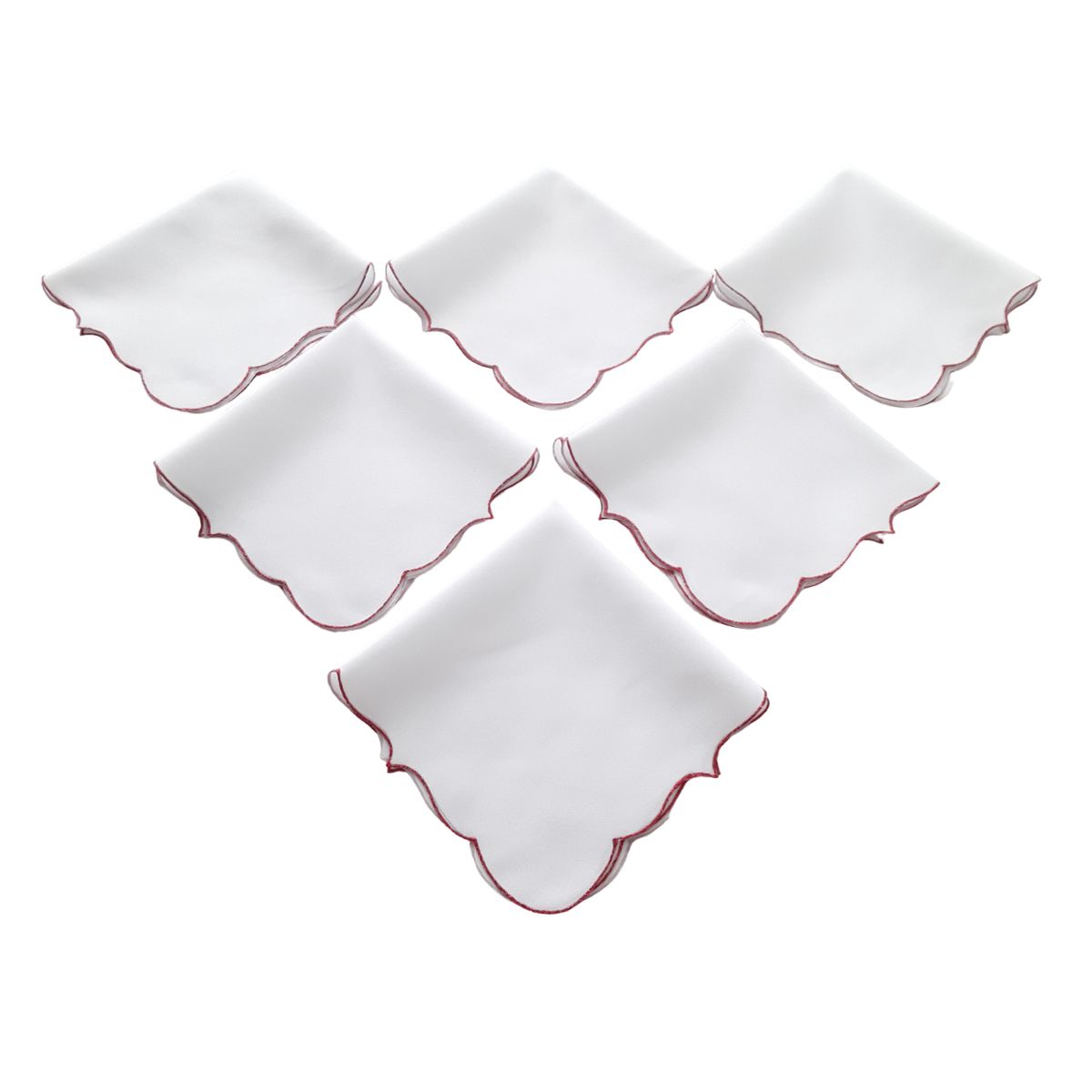 ARTESANAL - SERVILLETAS EN TELA LINO DE 32X32 CMS BORDE ROJO X 6 UNIDADES