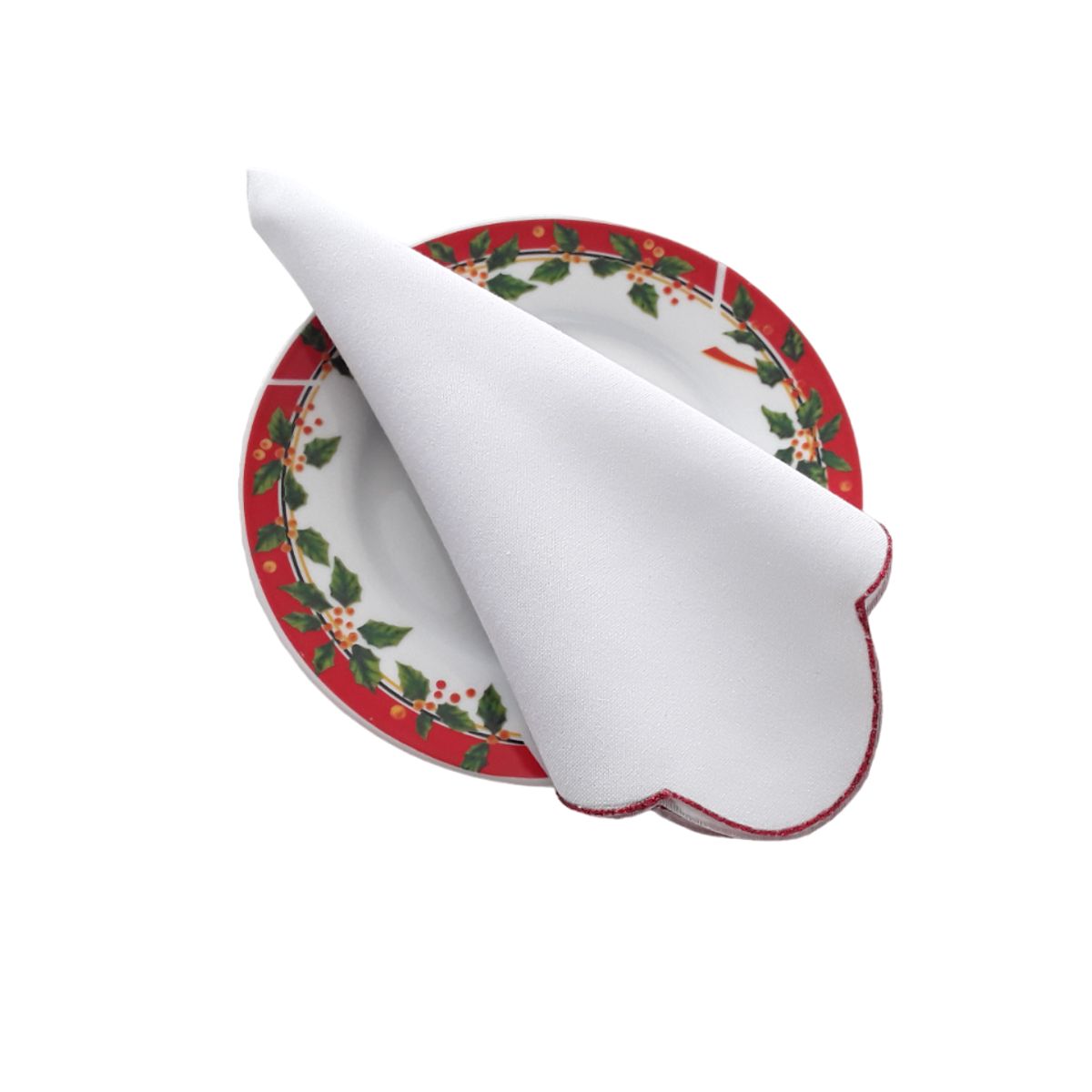 ARTESANAL - SERVILLETAS EN TELA LINO DE 32X32 CMS BORDE ROJO X 6 UNIDADES