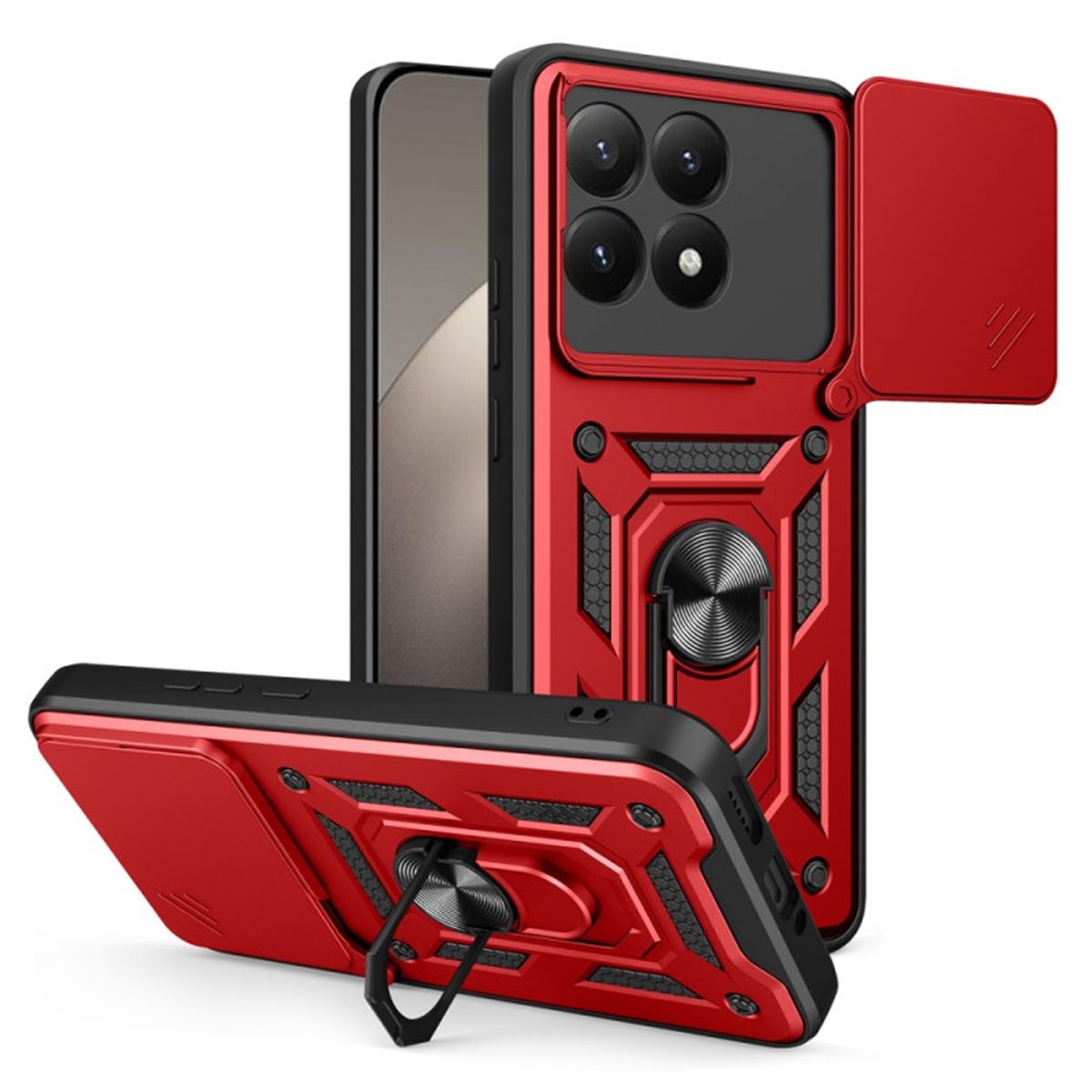 GENERICO - Funda Estuche Case Protector Cámara Slider Compatible Xiaomi 15T Rojo