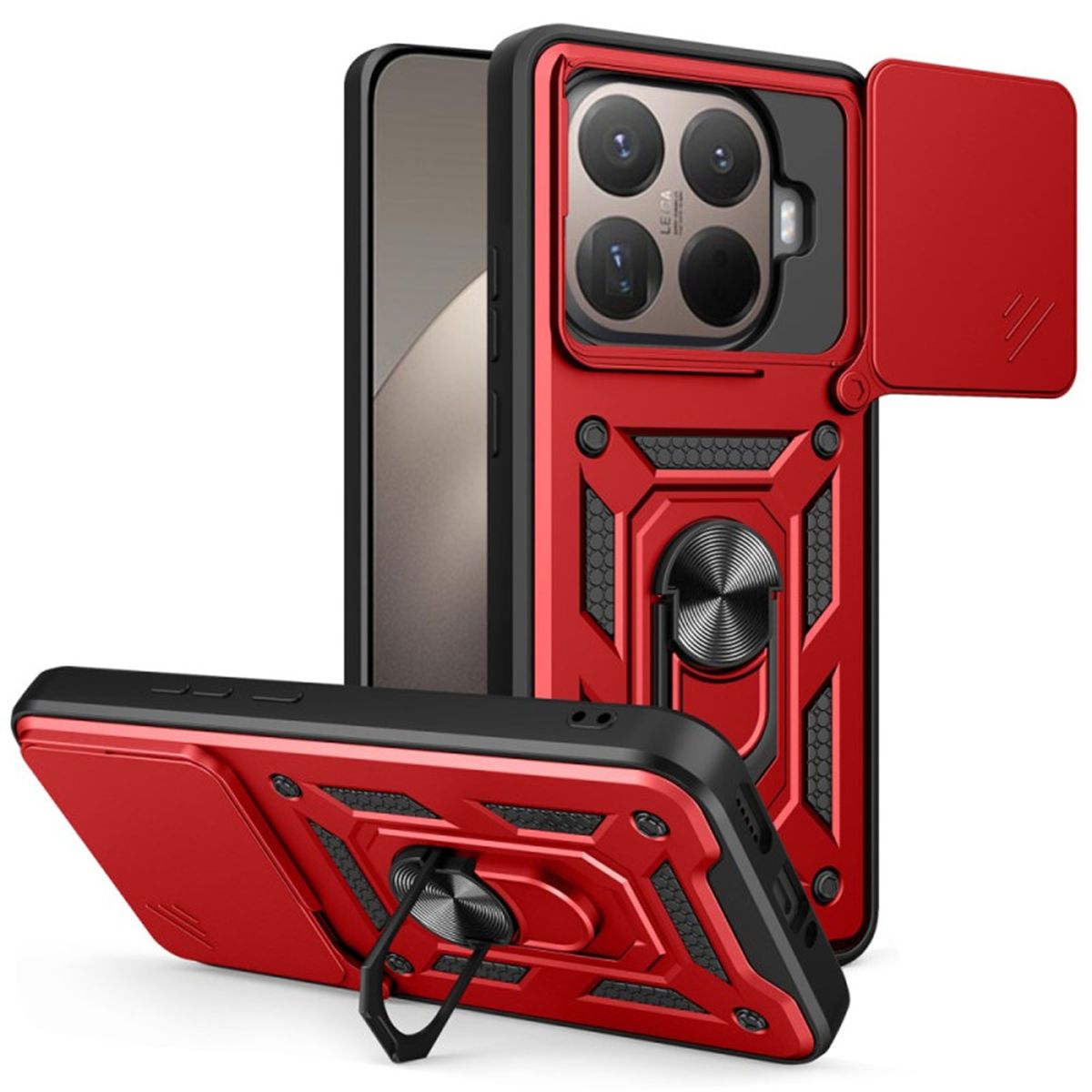 GENERICO - Funda Estuche Case Protector Cámara Slider Compatible Xiaomi 15T Pro Rojo