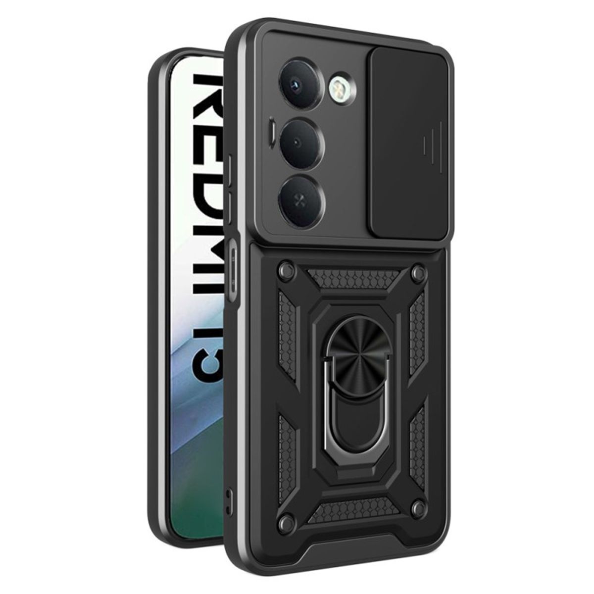 GENERICO - Funda Estuche Case Protector Cámara Slider Compatible Xiaomi Redmi 15 4G Negro