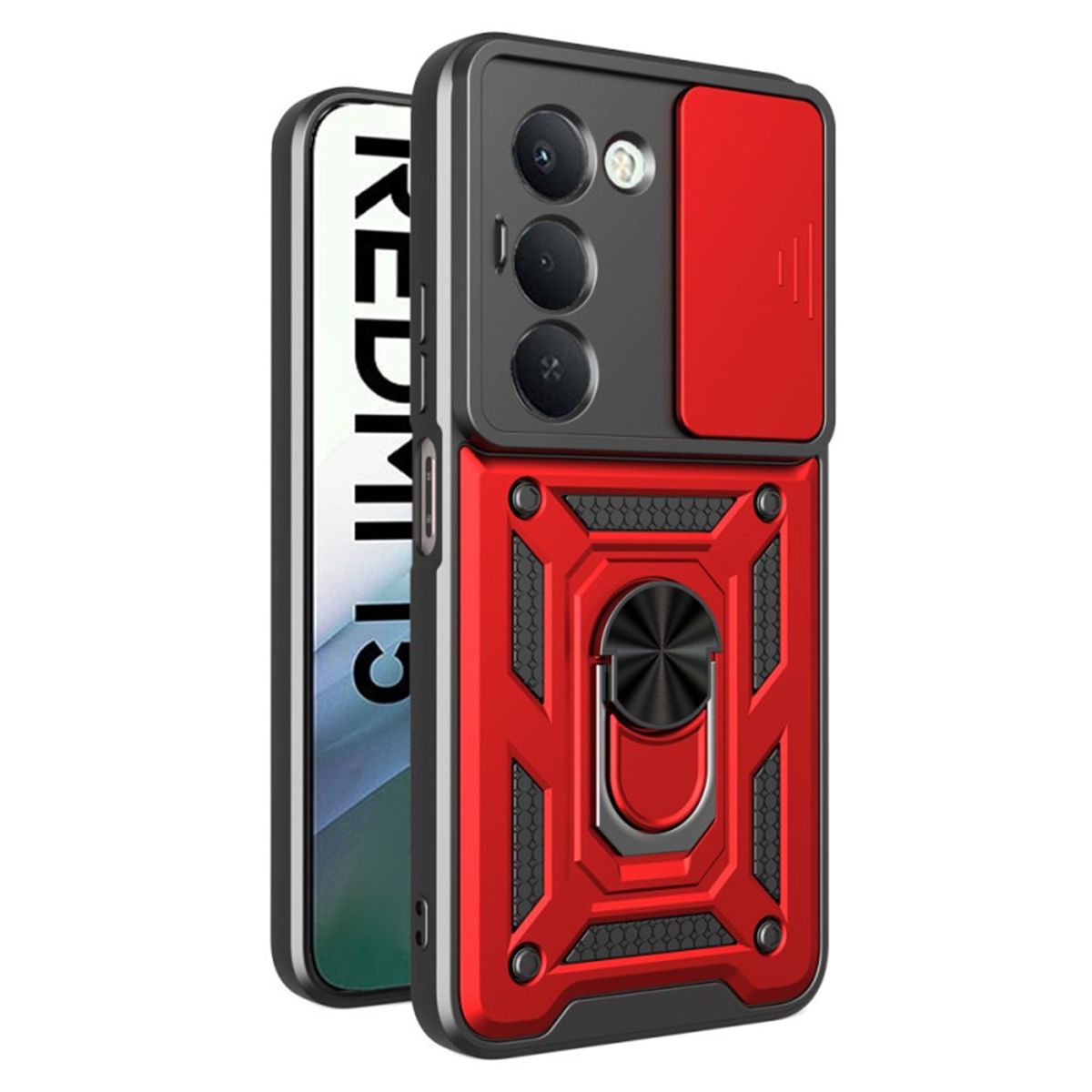 GENERICO - Funda Estuche Case Protector Slider Compatible Con Xiaomi Redmi 15 4G Rojo