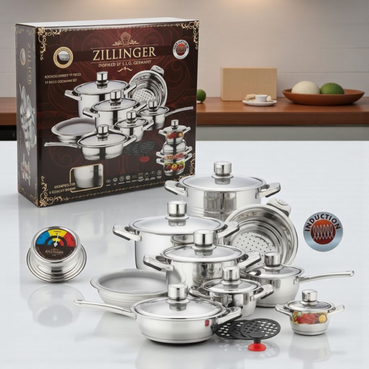 GENERICO - Set De Ollas Acero Quirúrgico Batería De 17 Piezas Inducción