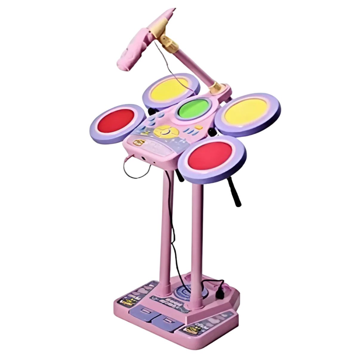 GENERICO - Bateria Elecriconica Para Niños Baquetas Microfono Pedales - Gris