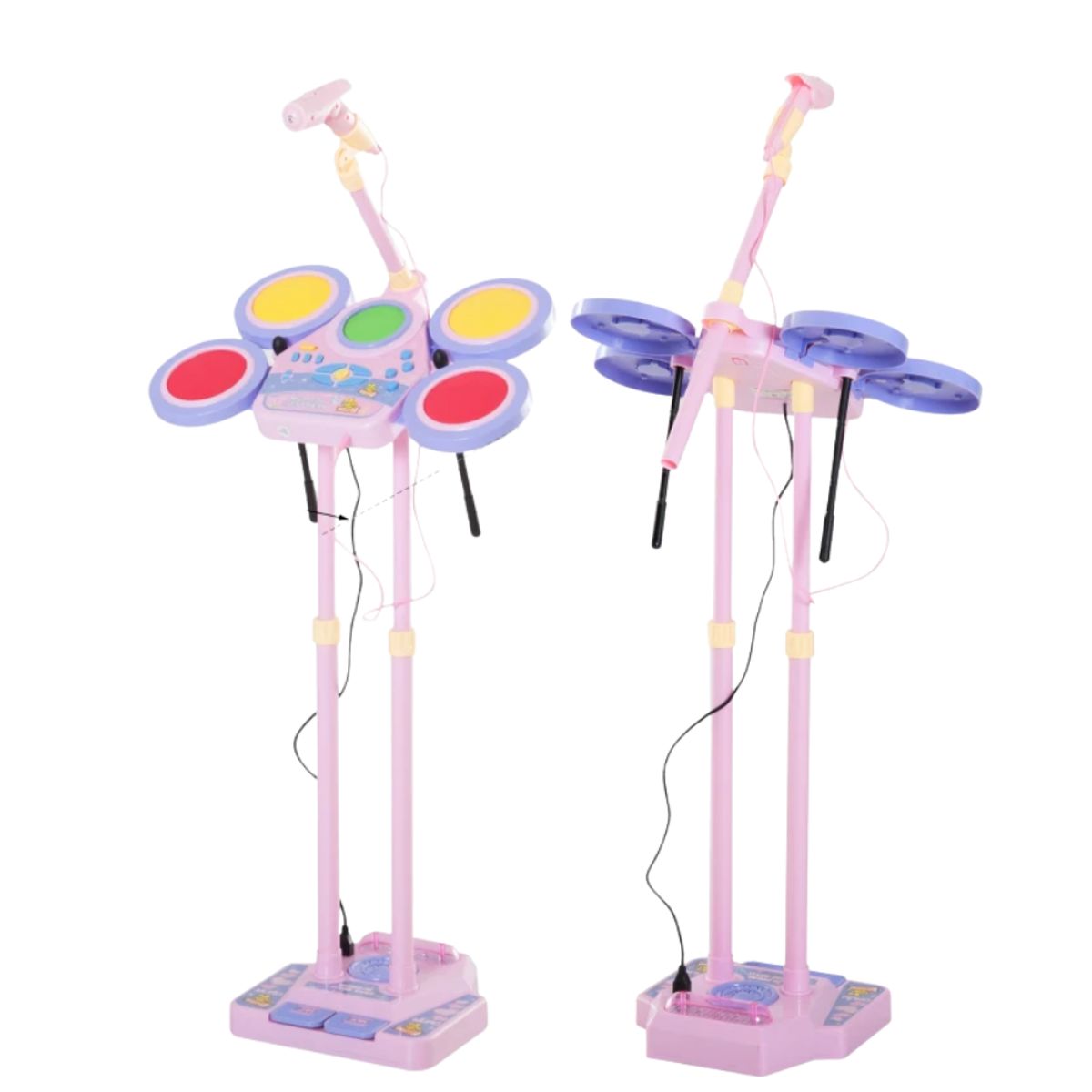 GENERICO - Bateria Elecriconica Para Niños Baquetas Microfono Pedales - Gris