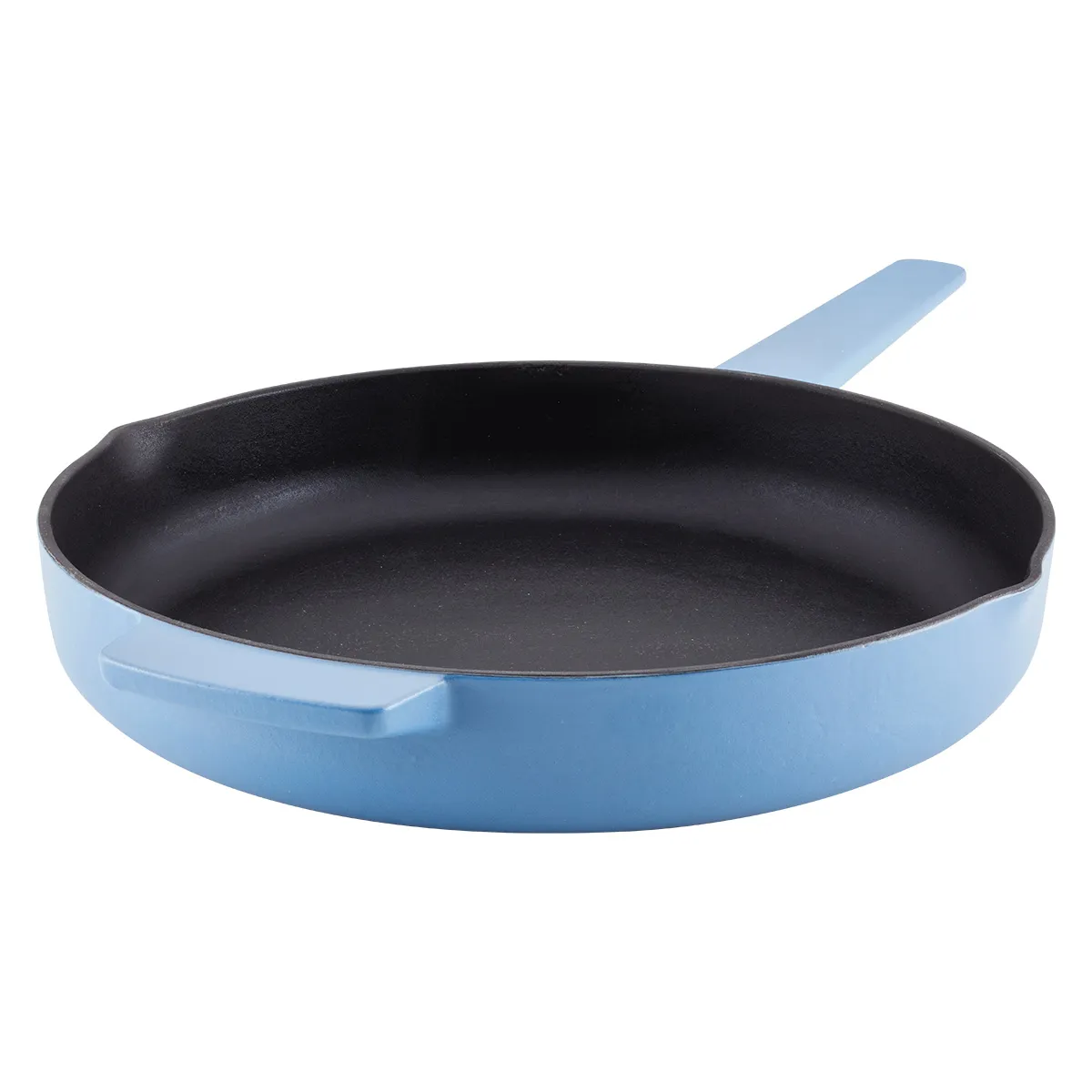 KITCHENAID - Sarten 30 cm con asa y picos vertedores Hierro Fundido Esmaltado Azul Velvet KitchenAid