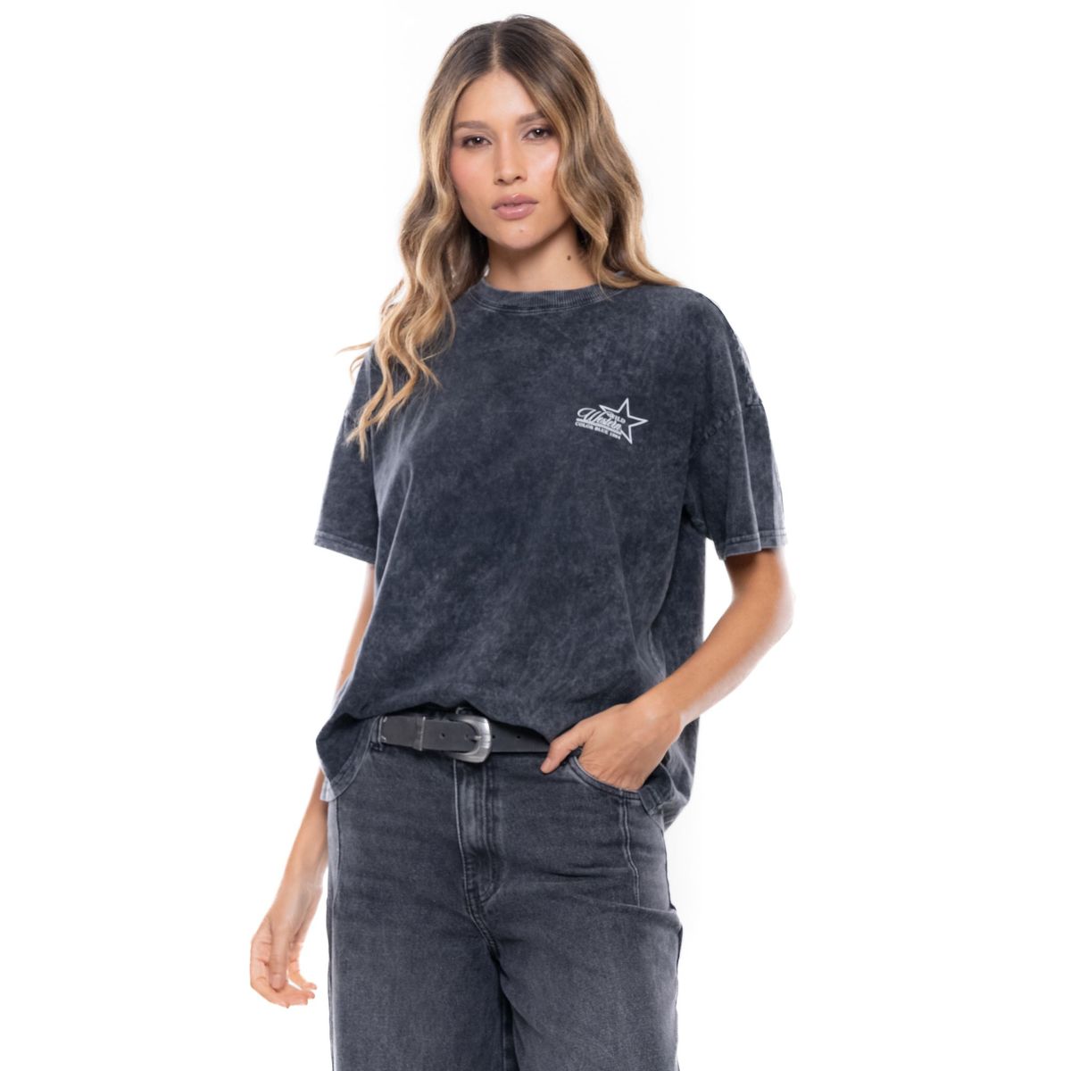 COLOR BLUE - Camiseta Manga Corta Estampado En Frente