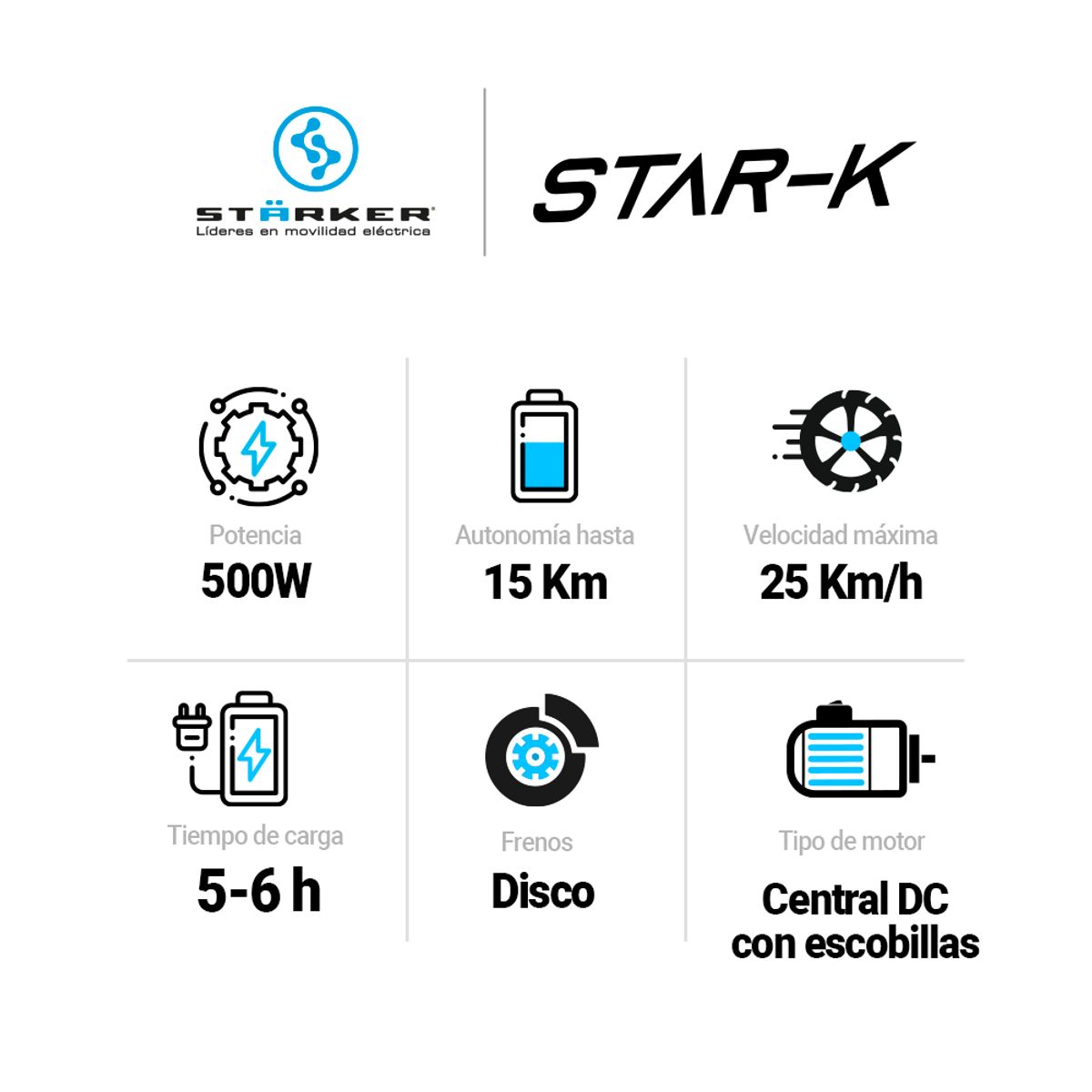 STARKER - Moto eléctrica niños Star-k 500w Gris Rojo 2025