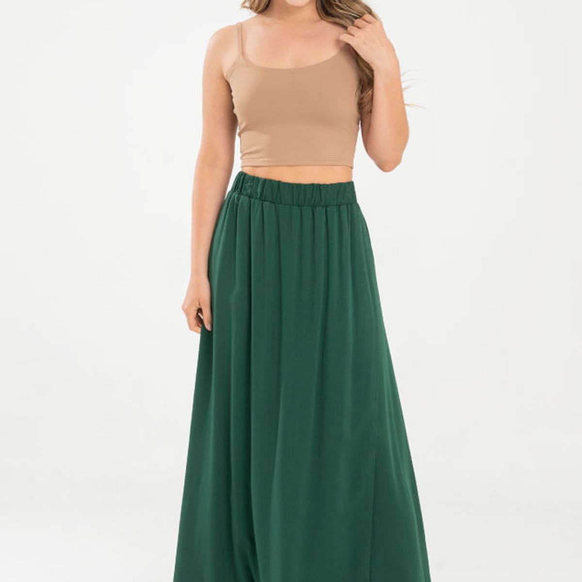 RAGGED - Falda larga stella Verde oscuro Ragged