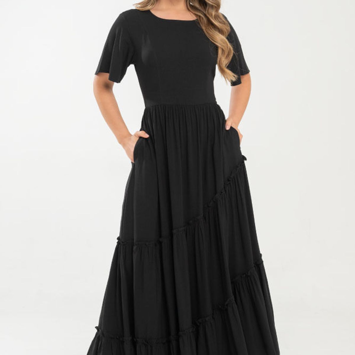 RAGGED - Vestido largo attico Negro Ragged