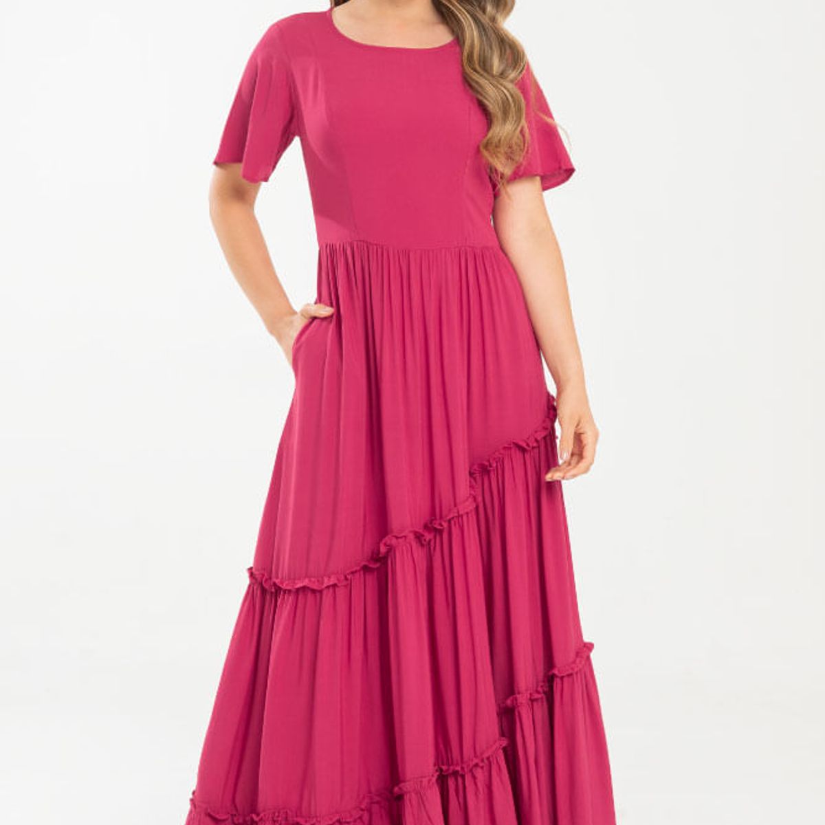 RAGGED - Vestido largo attico Rojo oscuro Ragged