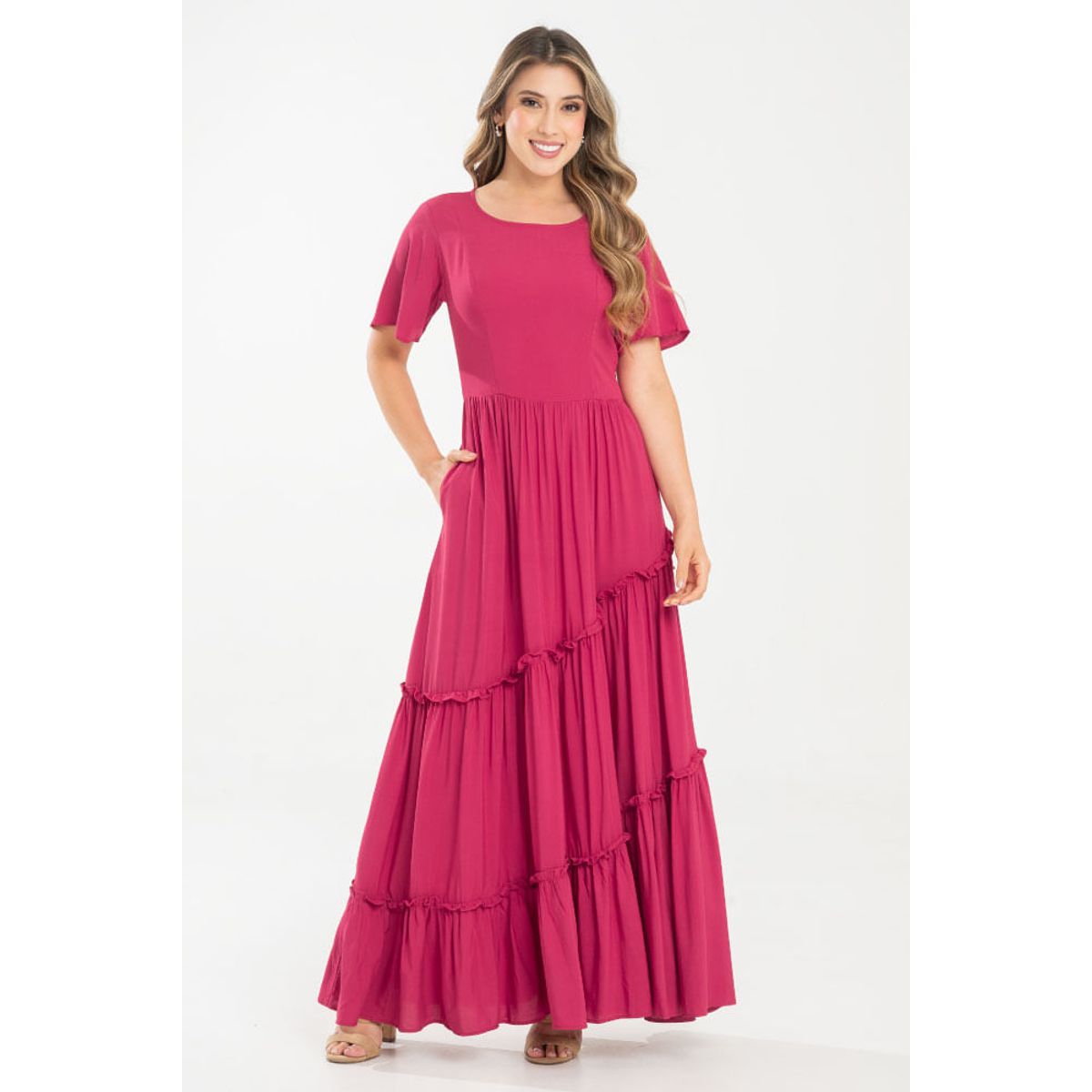 RAGGED - Vestido largo attico Rojo oscuro Ragged